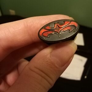 Vintage Black and Red Batman and Robin Movie Plastic Ring